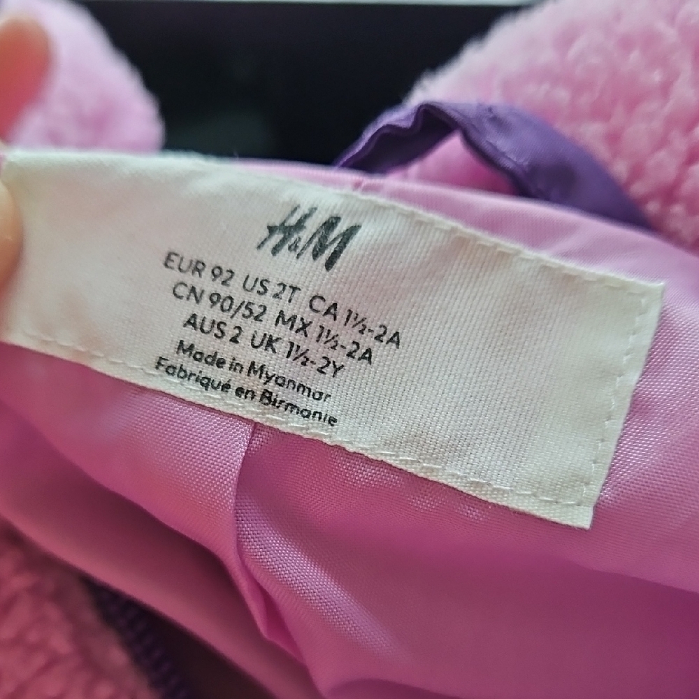H&M Girls 2T Fuzzy Full-Zip Jacket – Pink & Purple - Picture 6 of 6